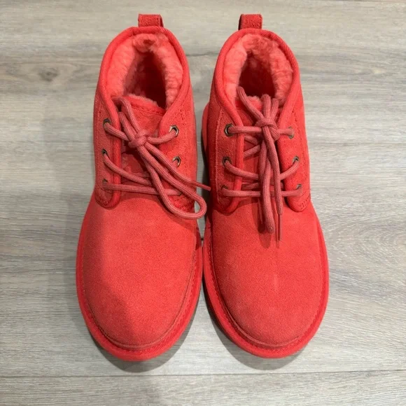 UGG | Shoes | Ugg Neumel Red Suede Sheepskin Lined Lace Up  display picture 1